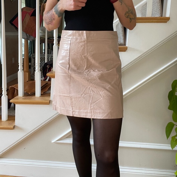 Pale Pink Faux-Leather “Plastic” Mini Skirt - Picture 2 of 7